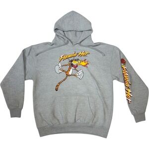 Cheetos Flamin Hot‎ Chester Cheetah Graphic Hoodie Medium Gray Pullover